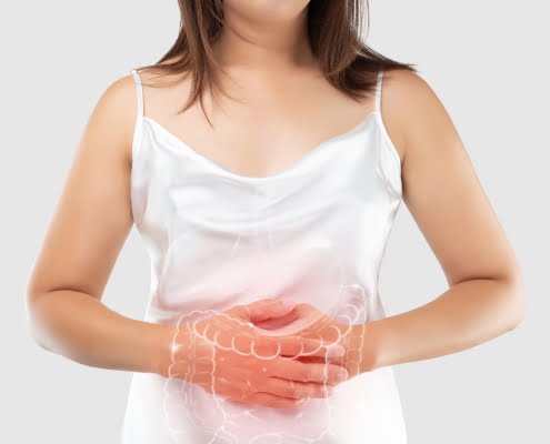 food poisoning and enteritis irritable bowel syndrome large intestine is on the womans body Easy Resize.com